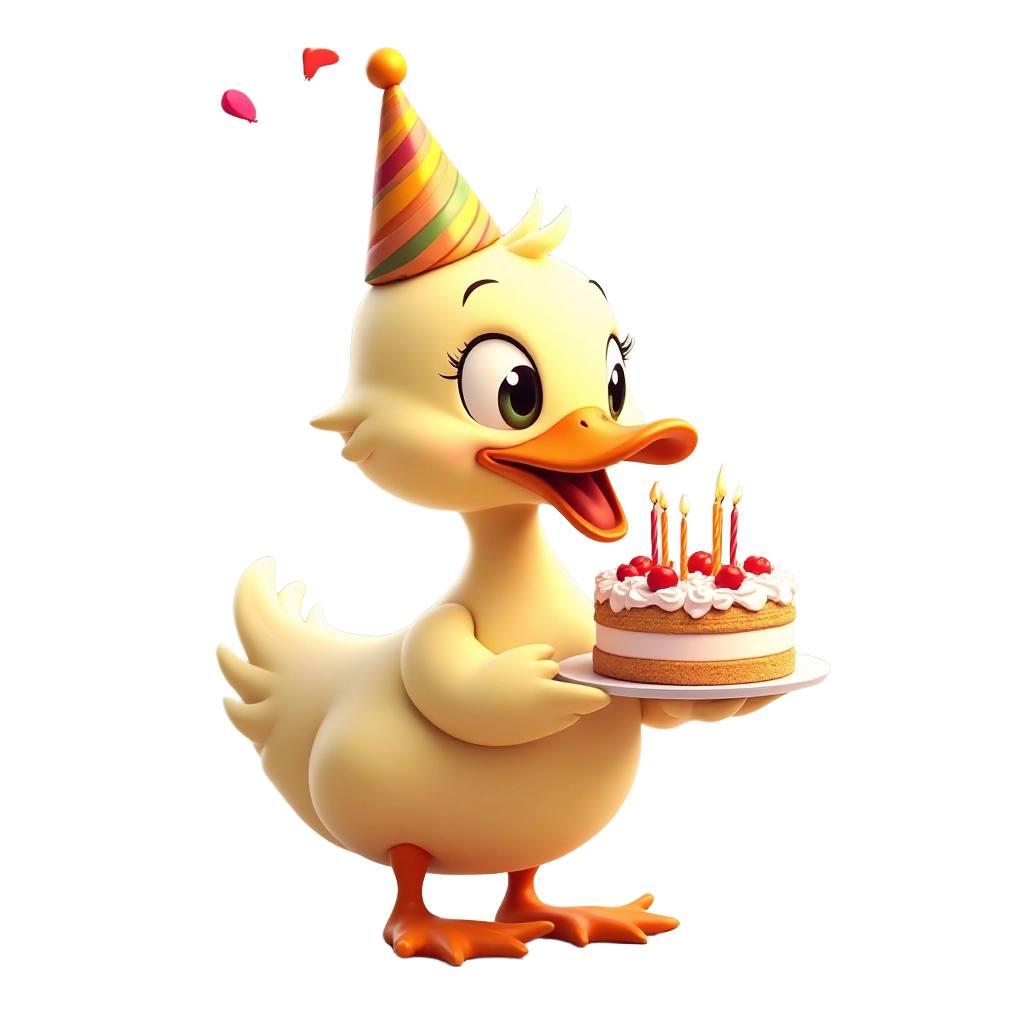 Birthday Duck with Cake